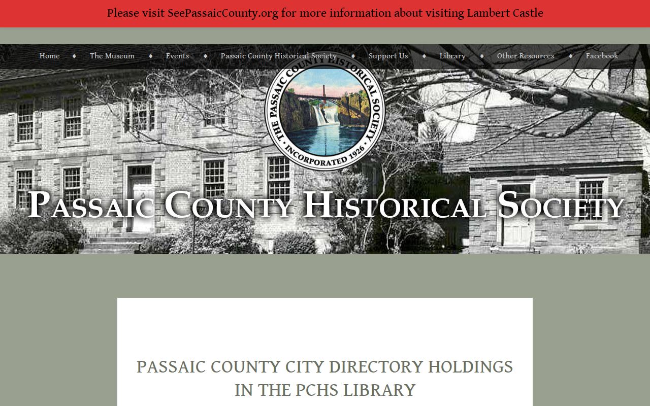 Passaic city directory PCHS holdings table