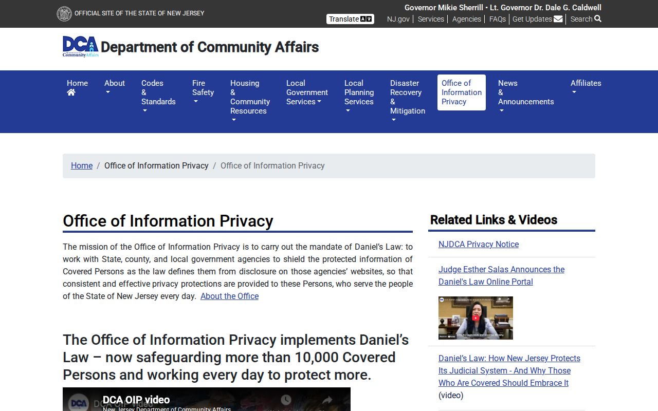 Passaic neighbors New Jersey Office of Information Privacy Daniel's Law