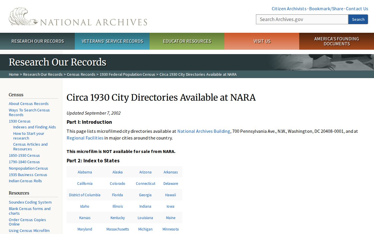 Passaic previous residents National Archives city directory coverage