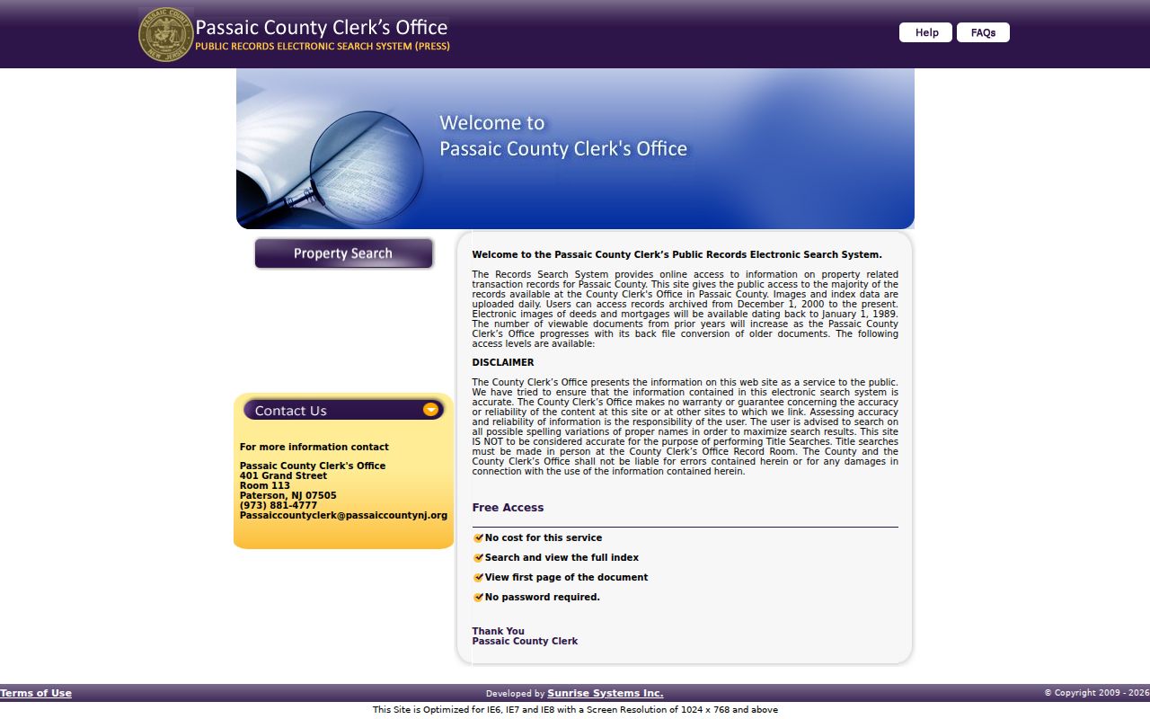 Passaic previous residents county recorded instrument search