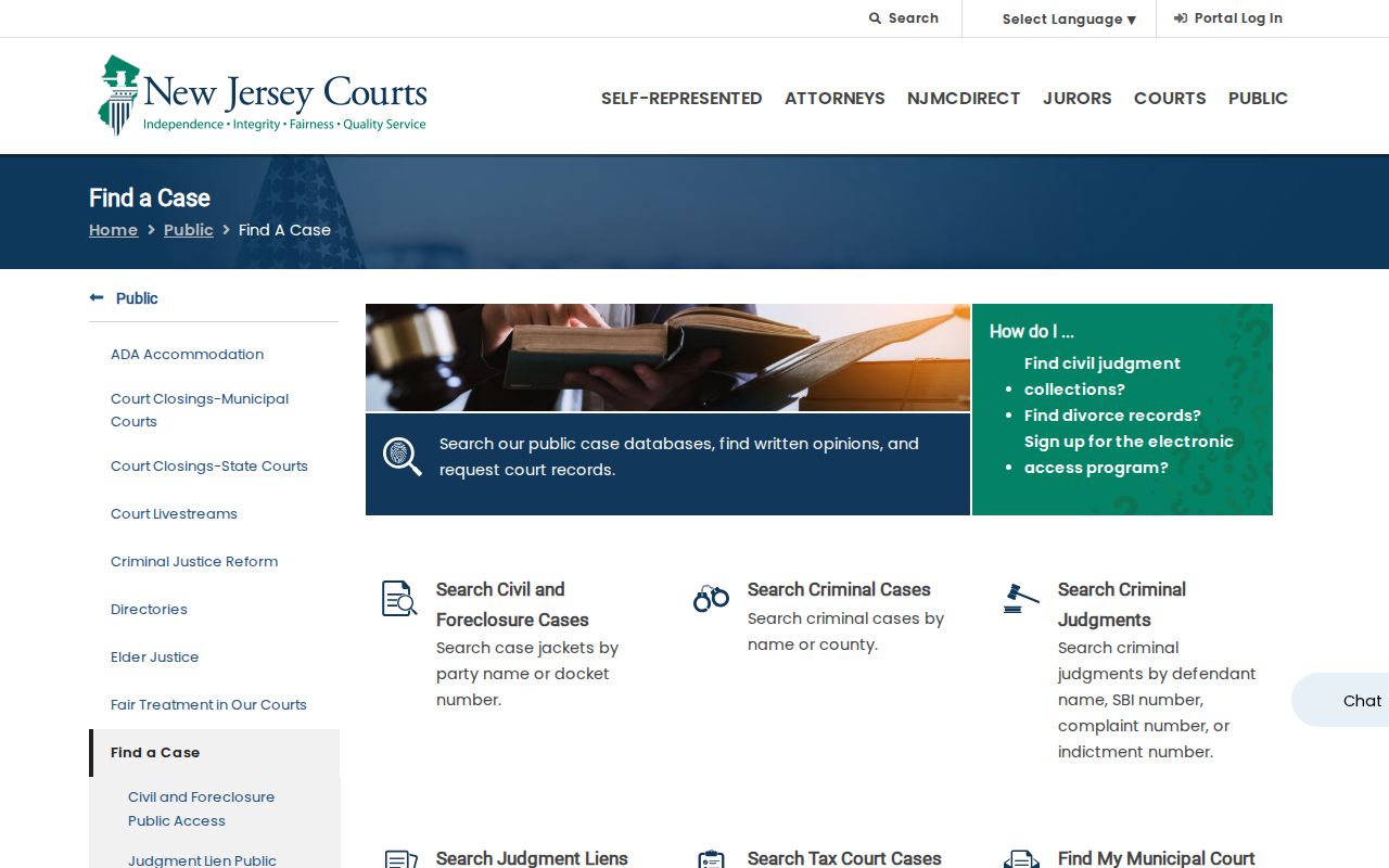 Passaic resident lookup New Jersey Courts Find a Case portal