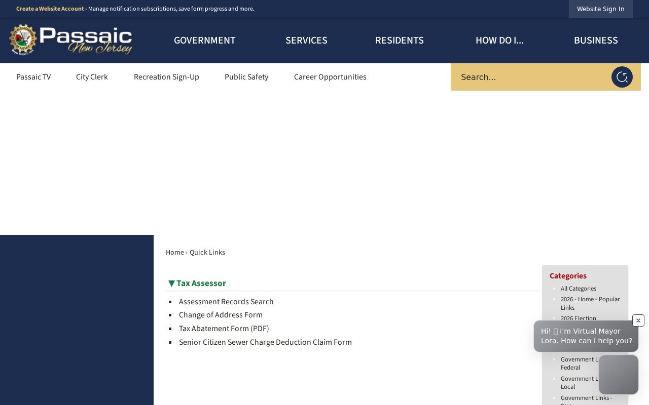 Passaic street directory City assessor quick links