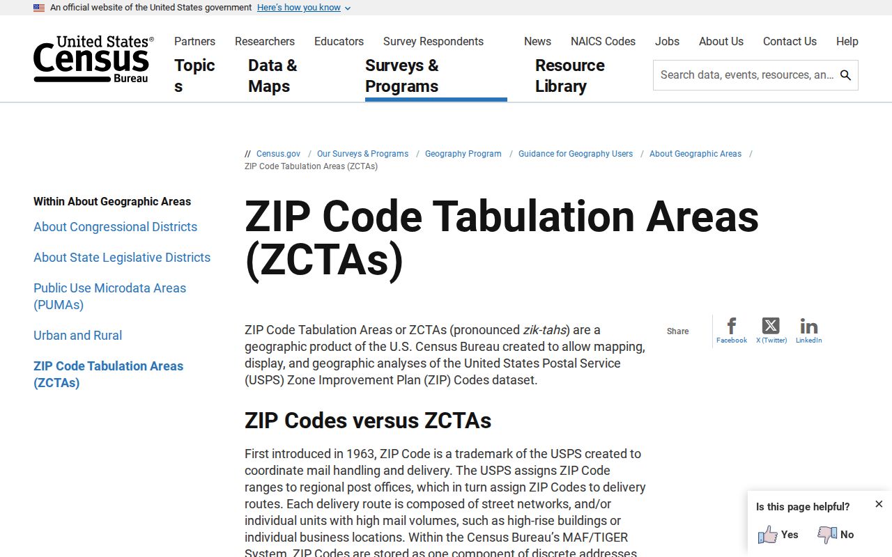 Passaic ZIP code directory Census ZCTA guidance
